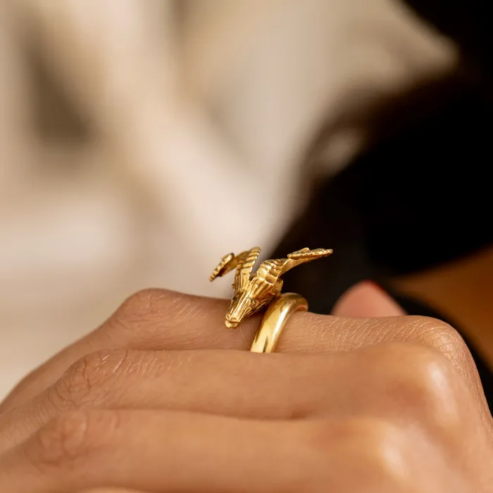 Greek 18K Gold Rams Head Gold Ring Vintage Rings