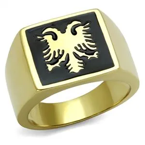 Green Rings CJE2373 IP Gold Plated Mens Masonic Square Ring