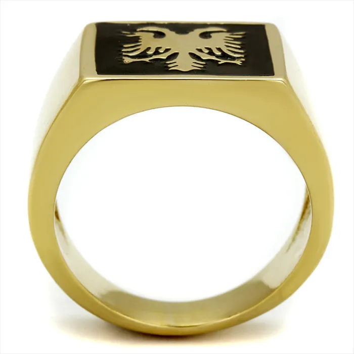 Green Rings CJE2373 IP Gold Plated Mens Masonic Square Ring