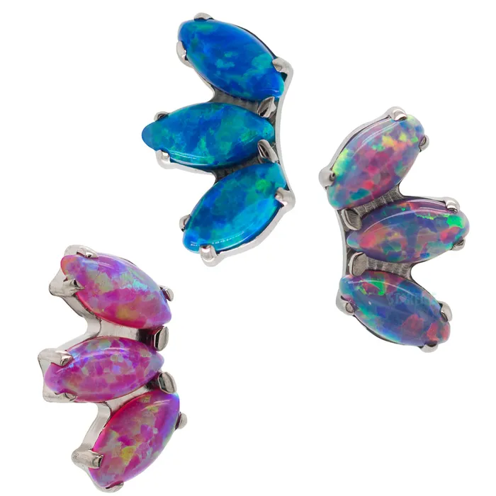 Industrial Strength IS Rings threadless Marquise Fan with Opal End
