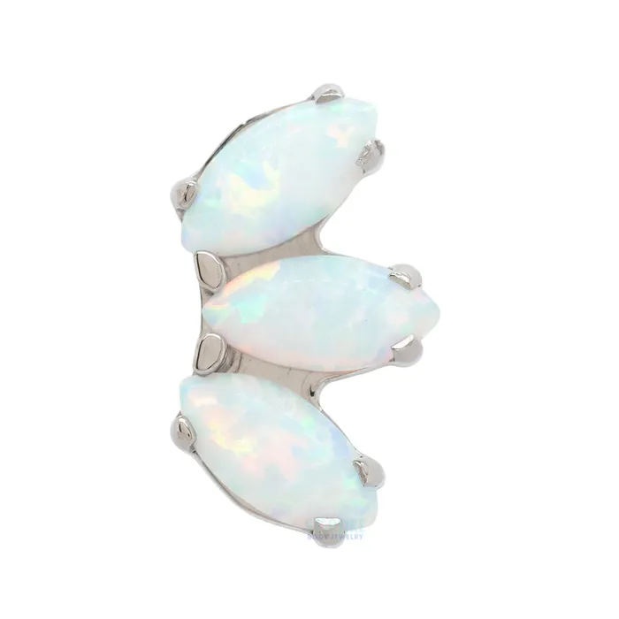 Industrial Strength IS Rings threadless Marquise Fan with Opal End