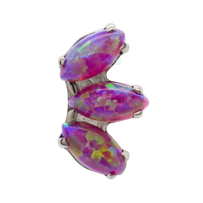Industrial Strength IS Rings threadless Marquise Fan with Opal End