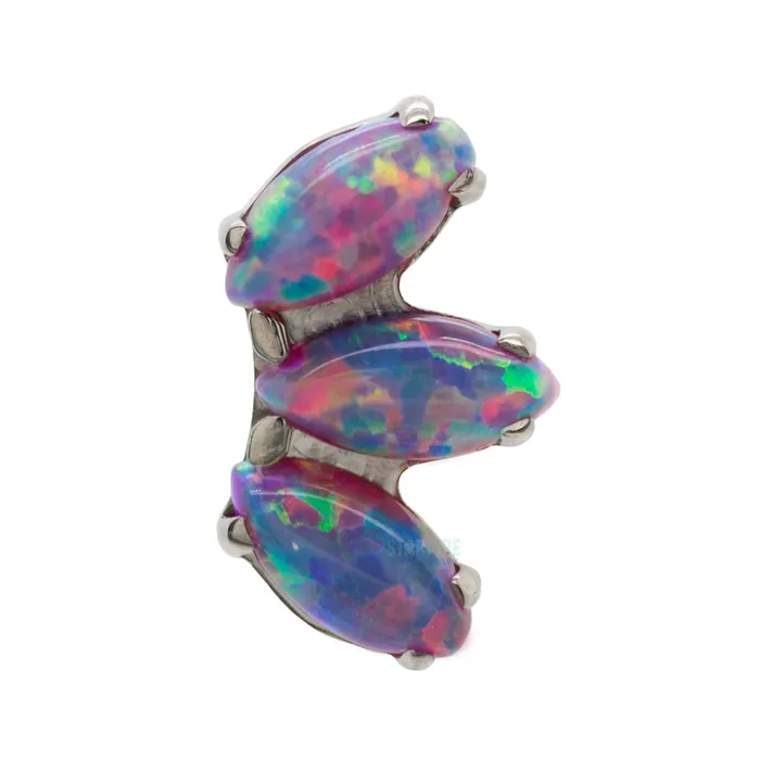 Industrial Strength IS Rings threadless Marquise Fan with Opal End