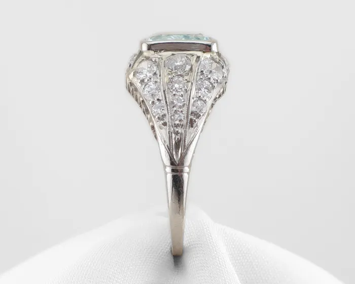 Isadoras LD Rings Art Deco Platinum Aquamarine Ring