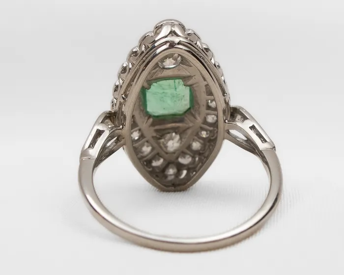 Isadoras LD Rings Midcentury Emerald and Diamond Marquis Ring