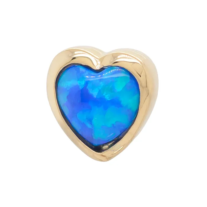 Junipurr Jewelry Rings threadless Blue Opal Heart End in Gold