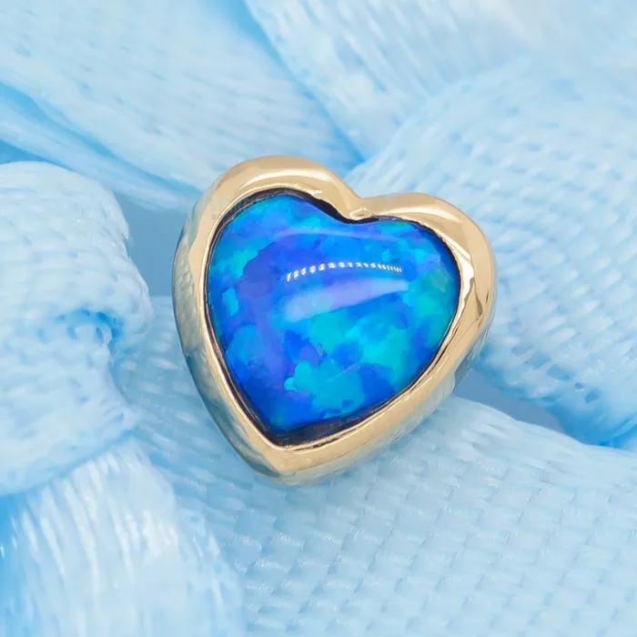 Junipurr Jewelry Rings threadless Blue Opal Heart End in Gold