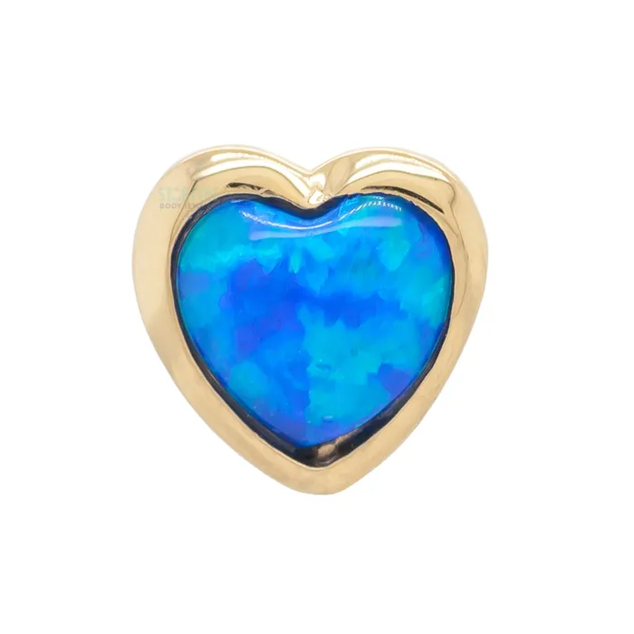 Junipurr Jewelry Rings threadless Blue Opal Heart End in Gold