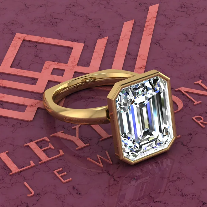 Leyloon Jewelry Rings 75 Carat Medium Emerald Cut Bezel Euro Shank Solitaire D Color Moissanite Ring