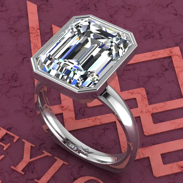 Leyloon Jewelry Rings 75 Carat Medium Emerald Cut Bezel Euro Shank Solitaire D Color Moissanite Ring