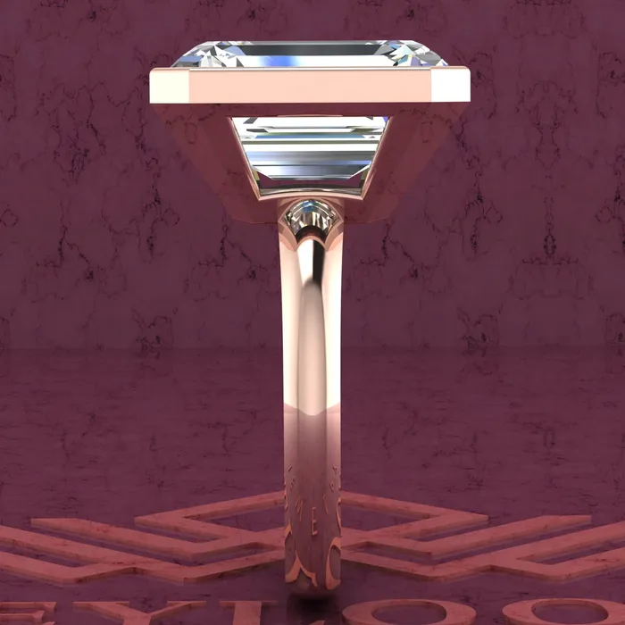 Leyloon Jewelry Rings 75 Carat Medium Emerald Cut Bezel Euro Shank Solitaire D Color Moissanite Ring