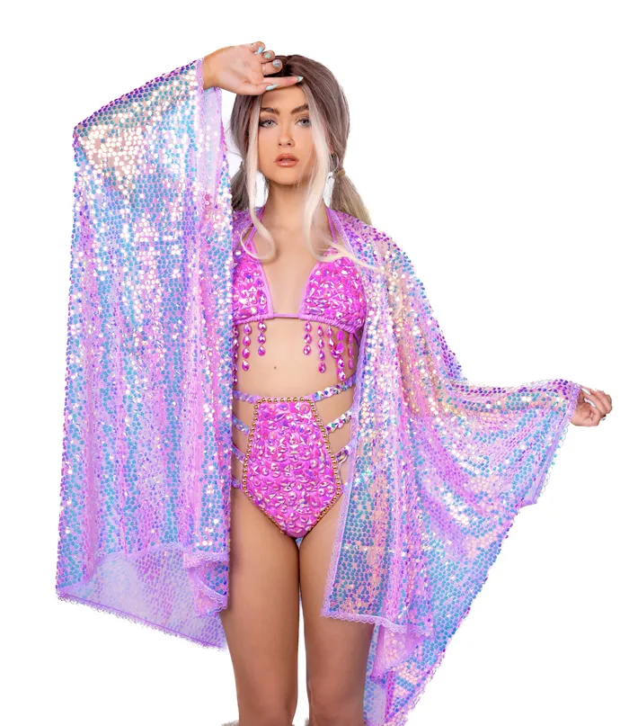 lumishopusa Earrings Disco Sequin Kimono Sugar Plum
