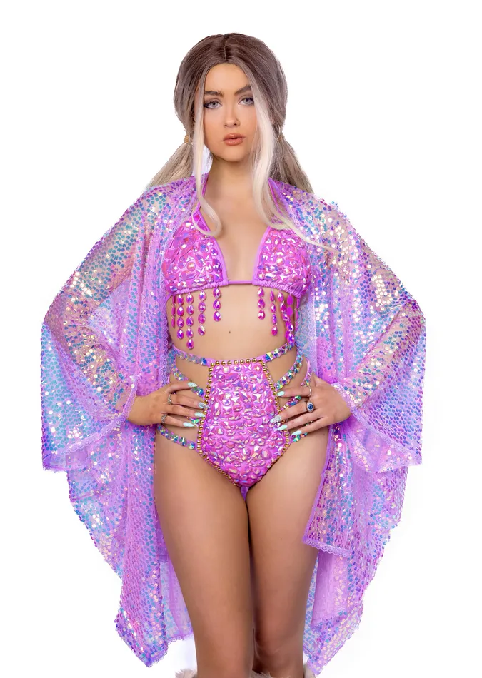 lumishopusa Earrings Disco Sequin Kimono Sugar Plum
