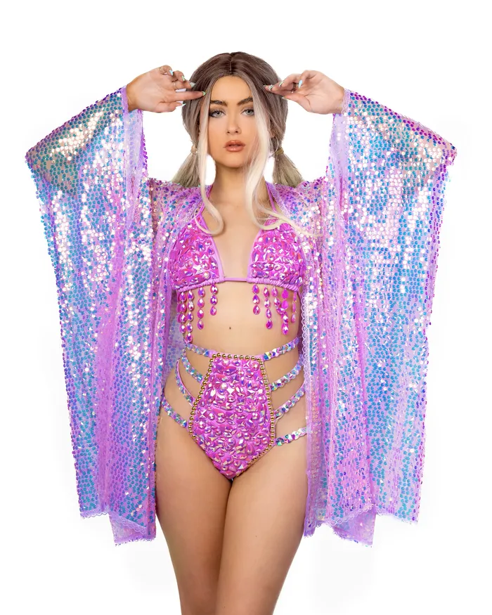 lumishopusa Earrings Disco Sequin Kimono Sugar Plum