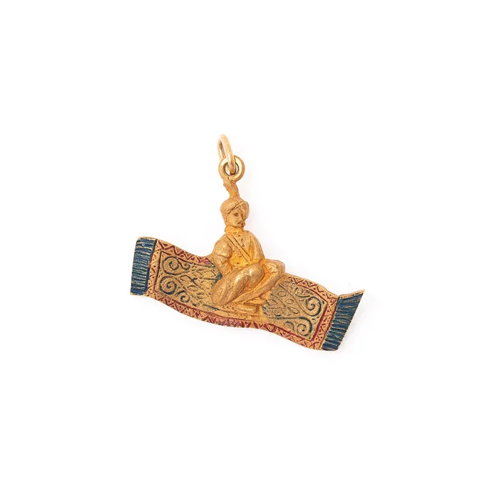 Magic Carpet Enamel And 14k Gold Charm Vintage Earrings