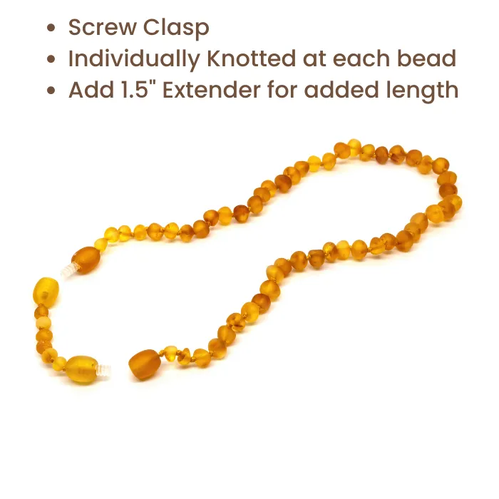 MB Necklaces Raw Unpolished Baltic Amber Teething Necklace 125 Golden Honey Colored