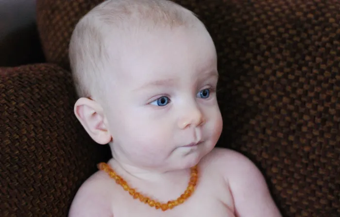 MB Necklaces Raw Unpolished Baltic Amber Teething Necklace 125 Golden Honey Colored