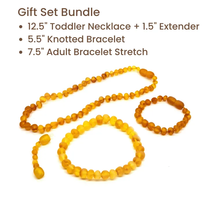 MB Necklaces Raw Unpolished Baltic Amber Teething Necklace 125 Golden Honey Colored
