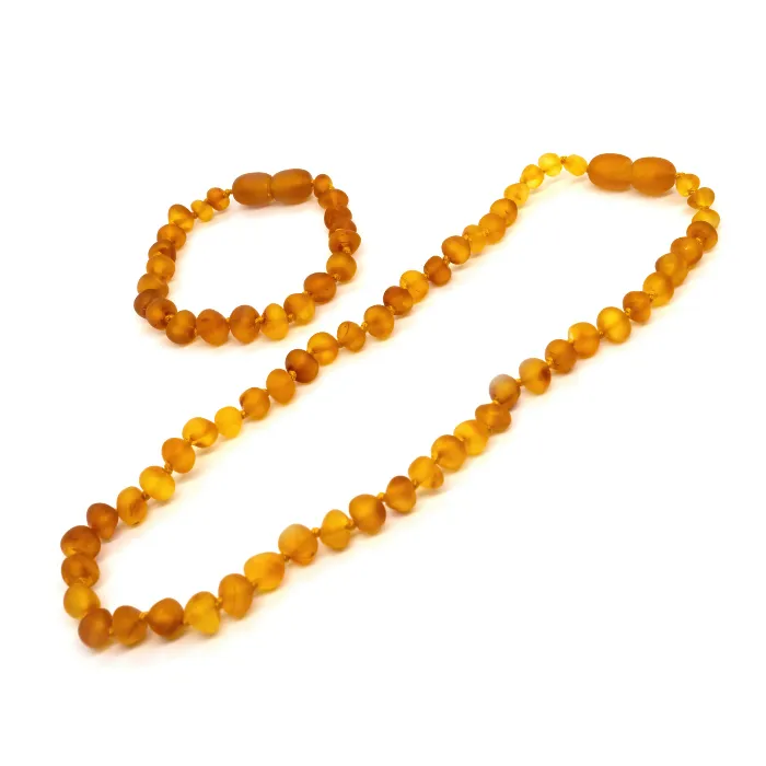 MB Necklaces Raw Unpolished Baltic Amber Teething Necklace 125 Golden Honey Colored