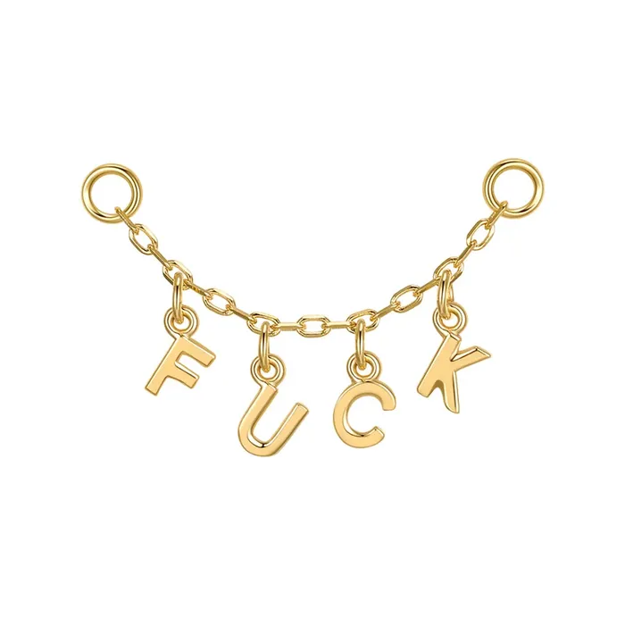 Modern Mood Earrings Letter Chain Attachment in Gold