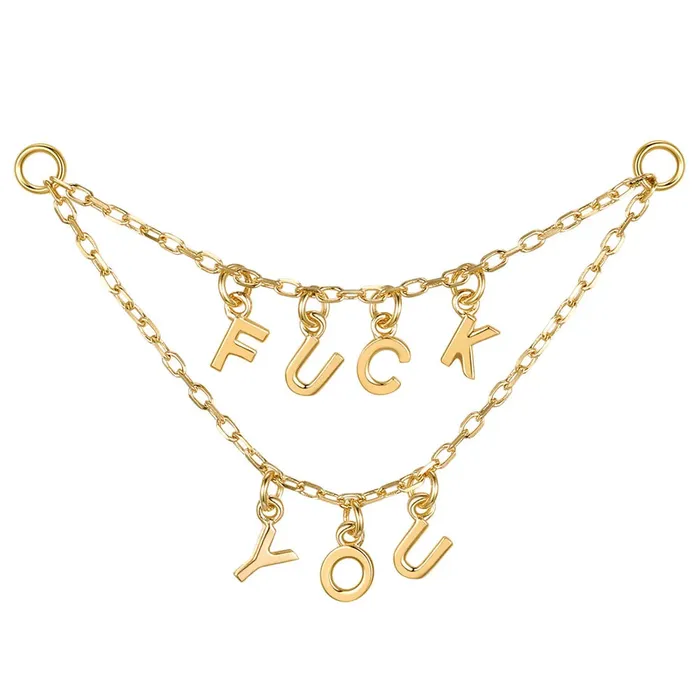 Modern Mood Earrings Letter Chain Attachment in Gold