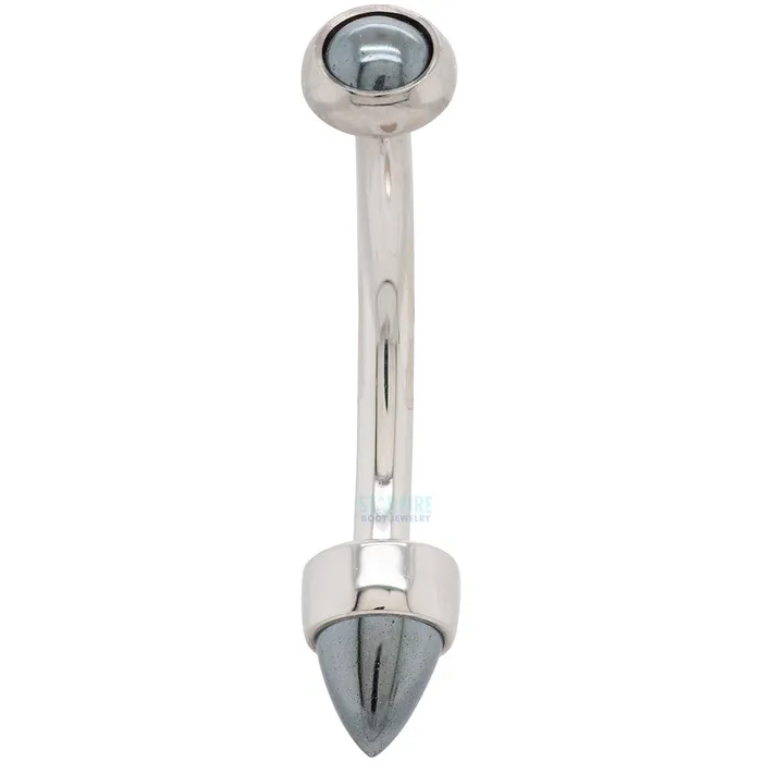 Natural Stone Cabochon Natural Stone Bullet in Bezel Curved Barbell Anatometal Earrings
