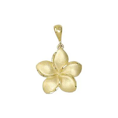 Necklaces 14KT Solid Yellow Gold Kirida 15mm Plumeria Pendant Rosa Marianas Necklaces 14KT Solid Yellow Gold Kirida 15mm Plumeria Pendant Rosa Marianas