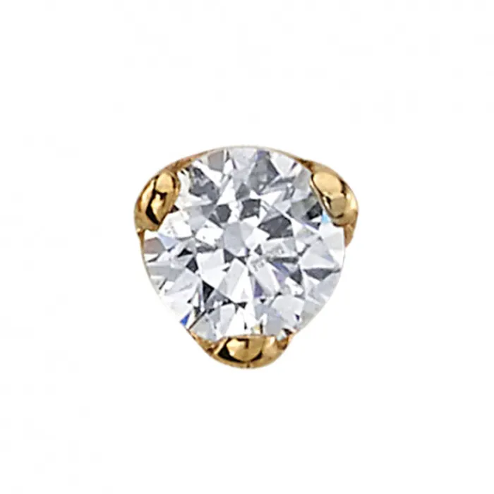 Necklaces Body Vision BVLA Three Prong Threaded End in Gold with DIAMOND