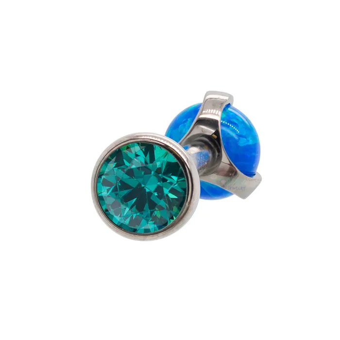 Necklaces Industrial Strength IS Faceted Gem Opal Ball in Prongs Tongue Barbell custom color combos