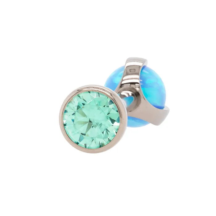 Necklaces Industrial Strength IS Faceted Gem Opal Ball in Prongs Tongue Barbell custom color combos