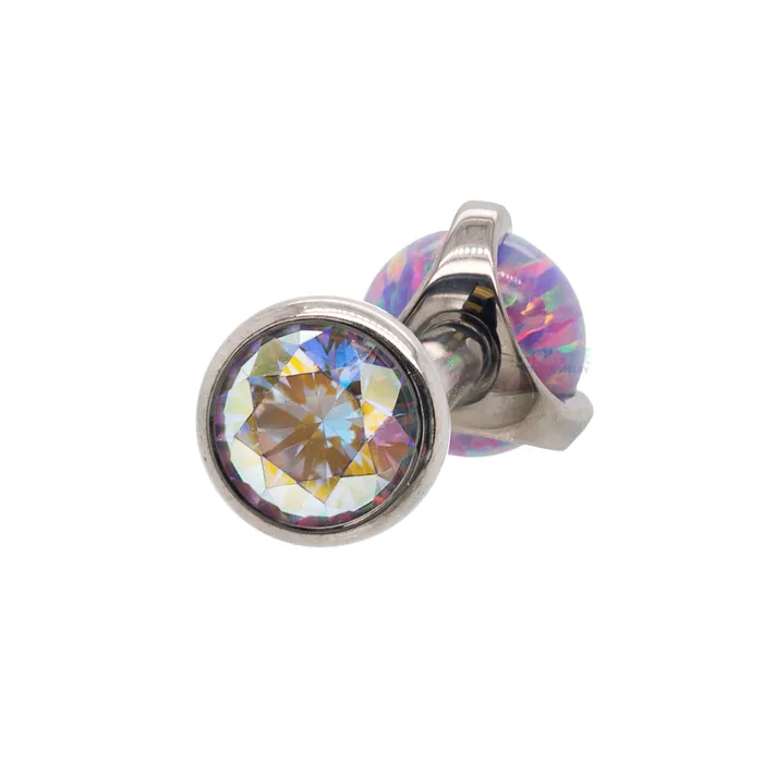 Necklaces Industrial Strength IS Faceted Gem Opal Ball in Prongs Tongue Barbell custom color combos