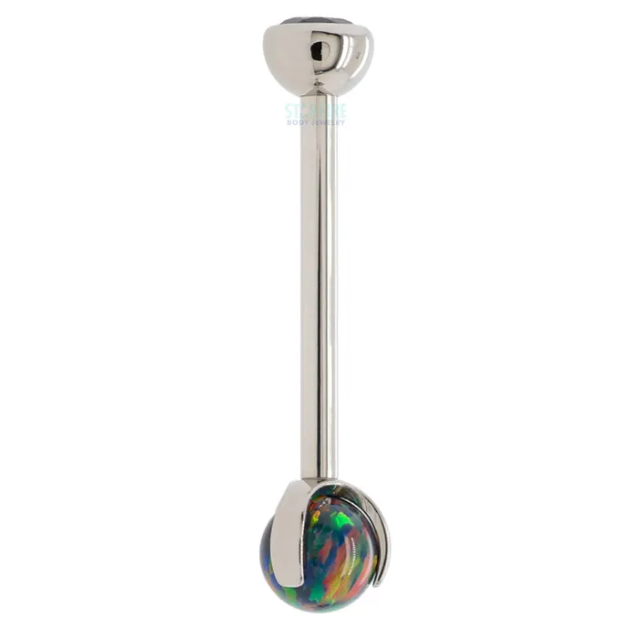 Necklaces Industrial Strength IS Faceted Gem Opal Ball in Prongs Tongue Barbell custom color combos