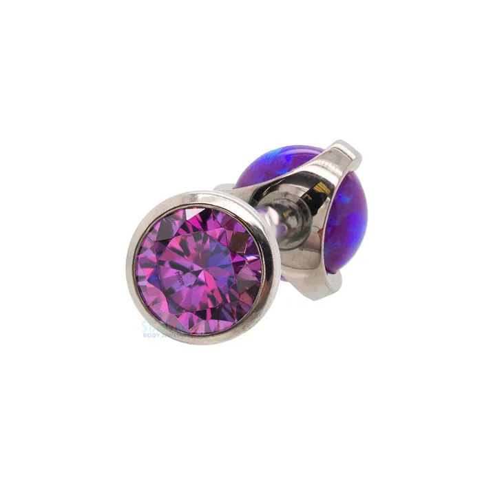 Necklaces Industrial Strength IS Faceted Gem Opal Ball in Prongs Tongue Barbell custom color combos