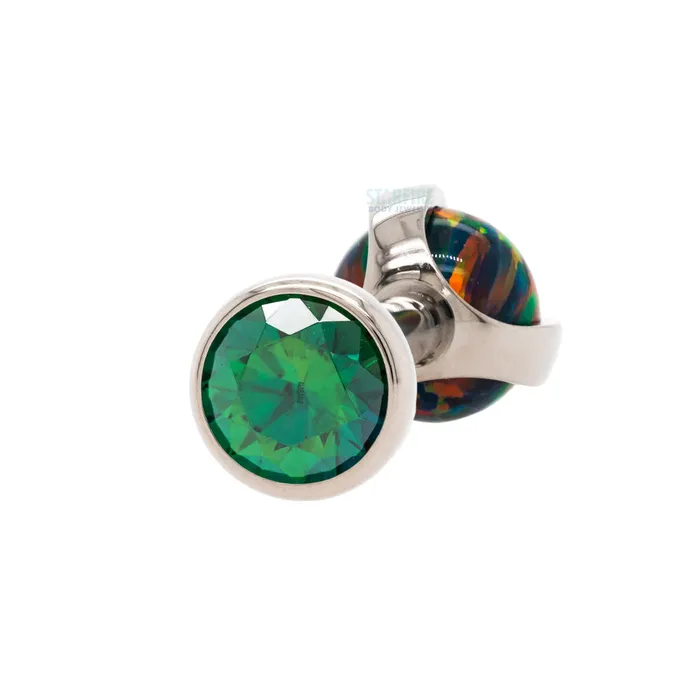Necklaces Industrial Strength IS Faceted Gem Opal Ball in Prongs Tongue Barbell custom color combos