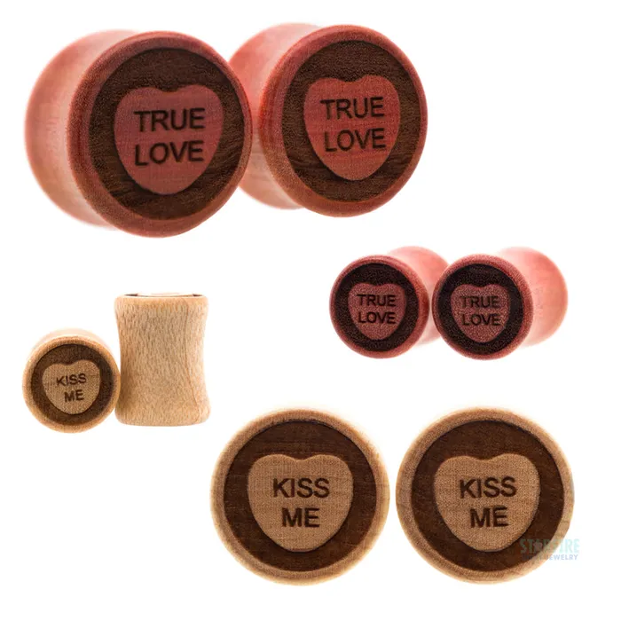 Necklaces Omerica Organic Sweet Heart Wood Plugs