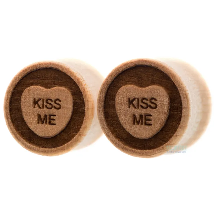 Necklaces Omerica Organic Sweet Heart Wood Plugs