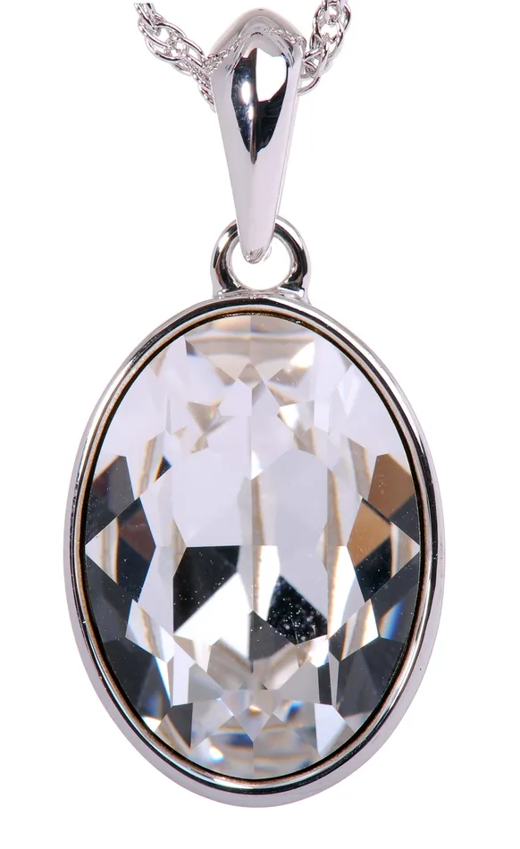 Necklaces Red N7175 Rhodium Swarovski Oval Pendant Necklace Necklaces Red N7175 Rhodium Swarovski Oval Pendant Necklace