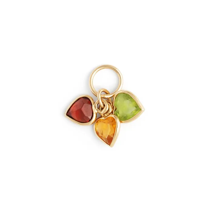 Necklaces Red Yellow and Green Heart 14k Yellow Gold Charm Vintage