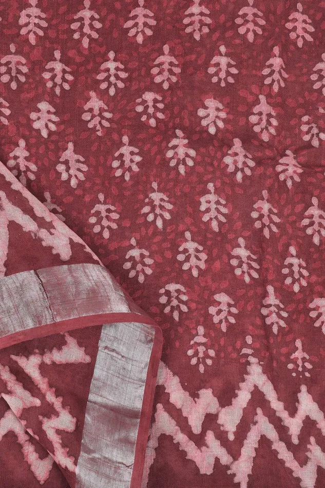 Necklaces Teejh Teejh Nirvi Maroon Linen Saree With Blouse Piece