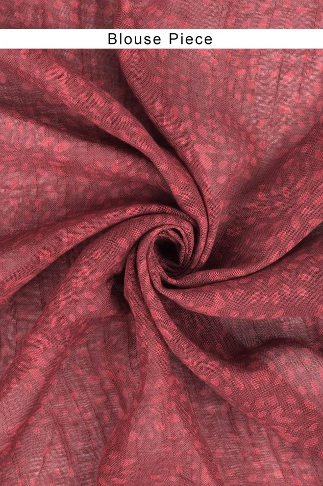 Necklaces Teejh Teejh Nirvi Maroon Linen Saree With Blouse Piece