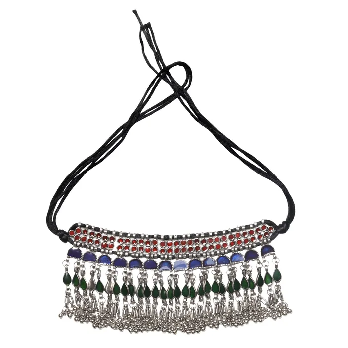 Necklaces Teejh Teejh Zaira Mulitcolored Silver Oxidised Choker Necklace