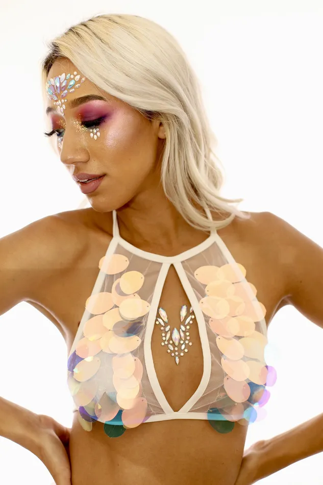Necklaces THE LUMi SHOP Mermaid Scales Sequin Halter Top