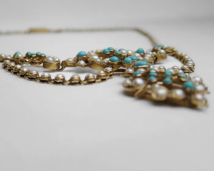 Necklaces Victorian Pearl Turquoise Festoon Necklace Isadoras A Necklaces Victorian Pearl Turquoise Festoon Necklace Isadoras A