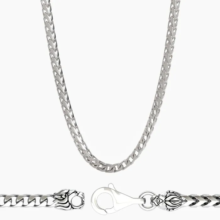 Proclamation Jewelry 3mm Silver Franco Chain Lion Clasp Necklaces