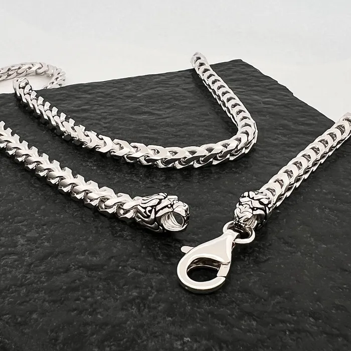 Proclamation Jewelry 3mm Silver Franco Chain Lion Clasp Necklaces