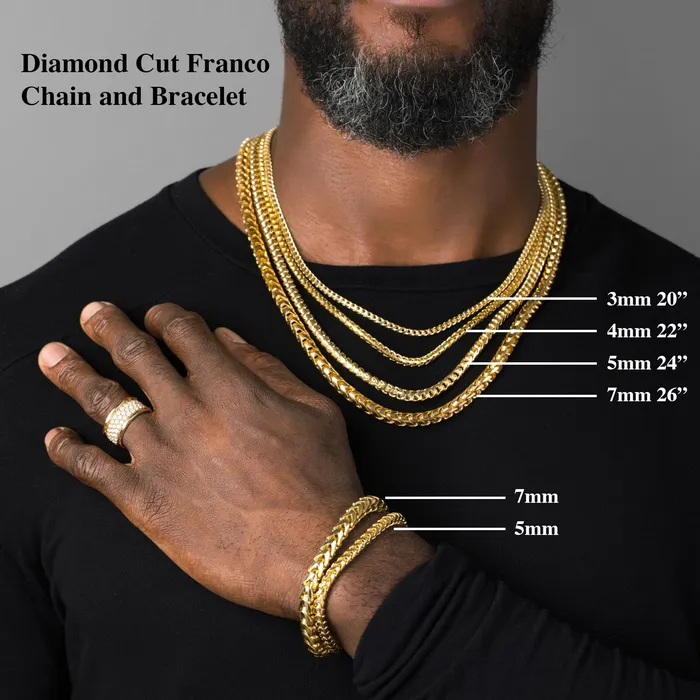 Proclamation Jewelry Earrings 65mm Diamond Cut Franco Chain 18k Yellow Gold