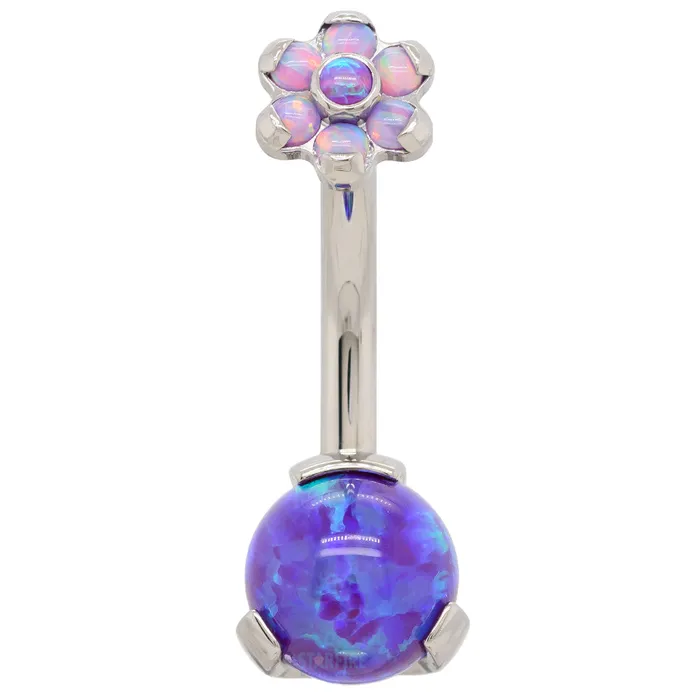 Prong Opal Ball Navel Curve with Flower Top custom color combos Industrial Strength IS Necklaces