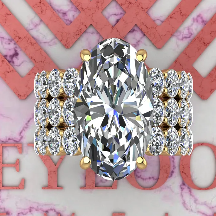 Rings 148 CTW Elongated Oval Cut ThreePiece Bridal D Color Basket Moissanite Set Leyloon Jewelry