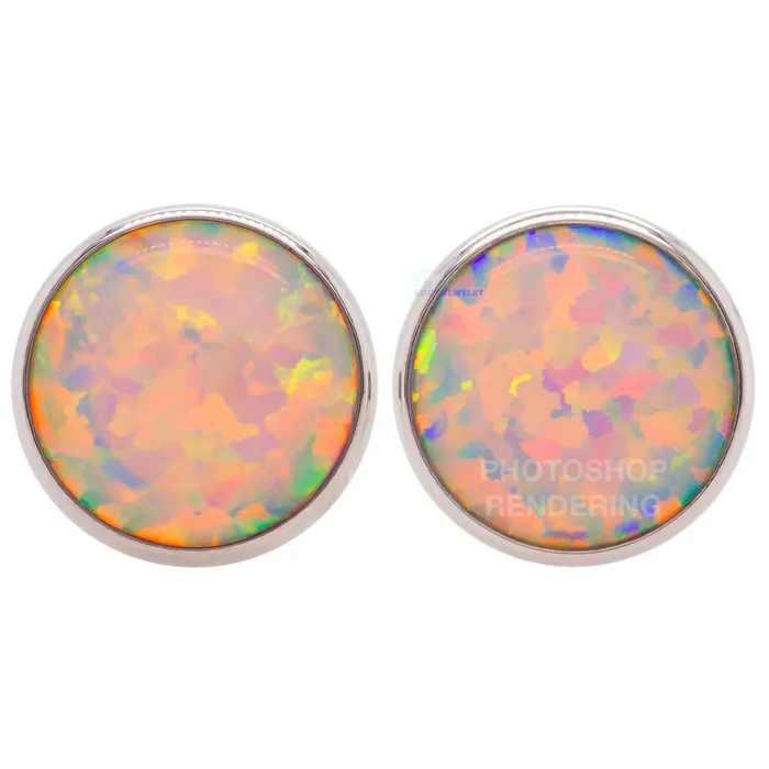 Rings Anatometal Single Gem Plugs Eyelets with Opal Cabochon Bubblegum Pink Opal Rings Anatometal Single Gem Plugs Eyelets with Opal Cabochon Bubblegum Pink Opal