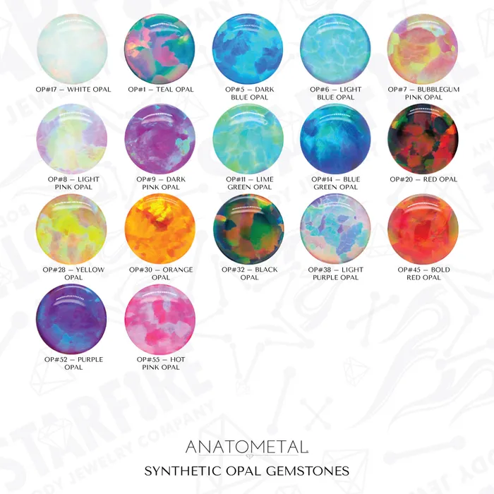 Rings Anatometal Single Gem Plugs Eyelets with Opal Cabochon Bubblegum Pink Opal